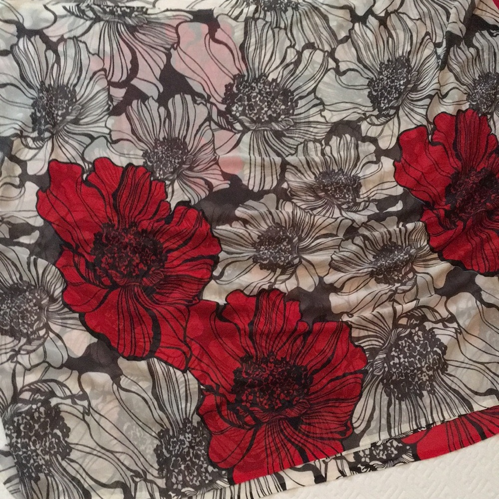 Grey and red chiffon saree